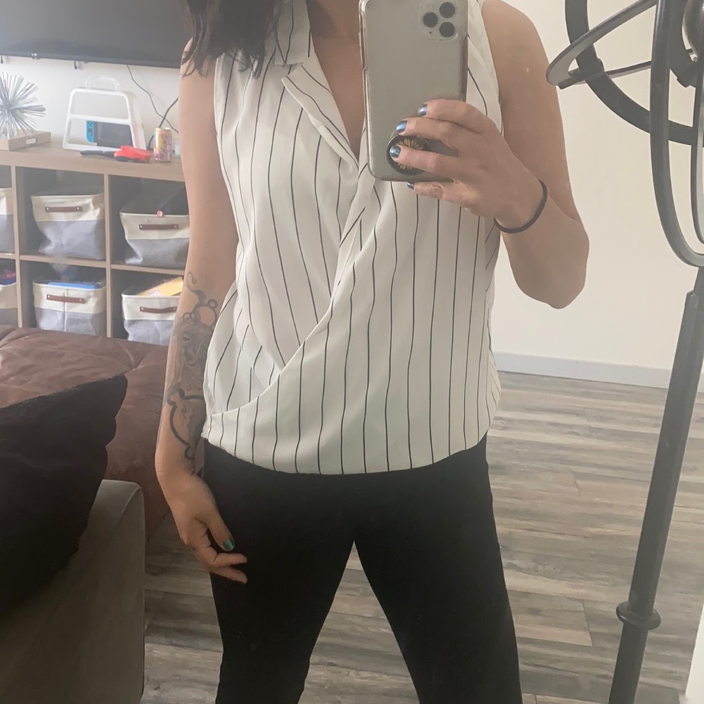 Pinstripe sheer tank top